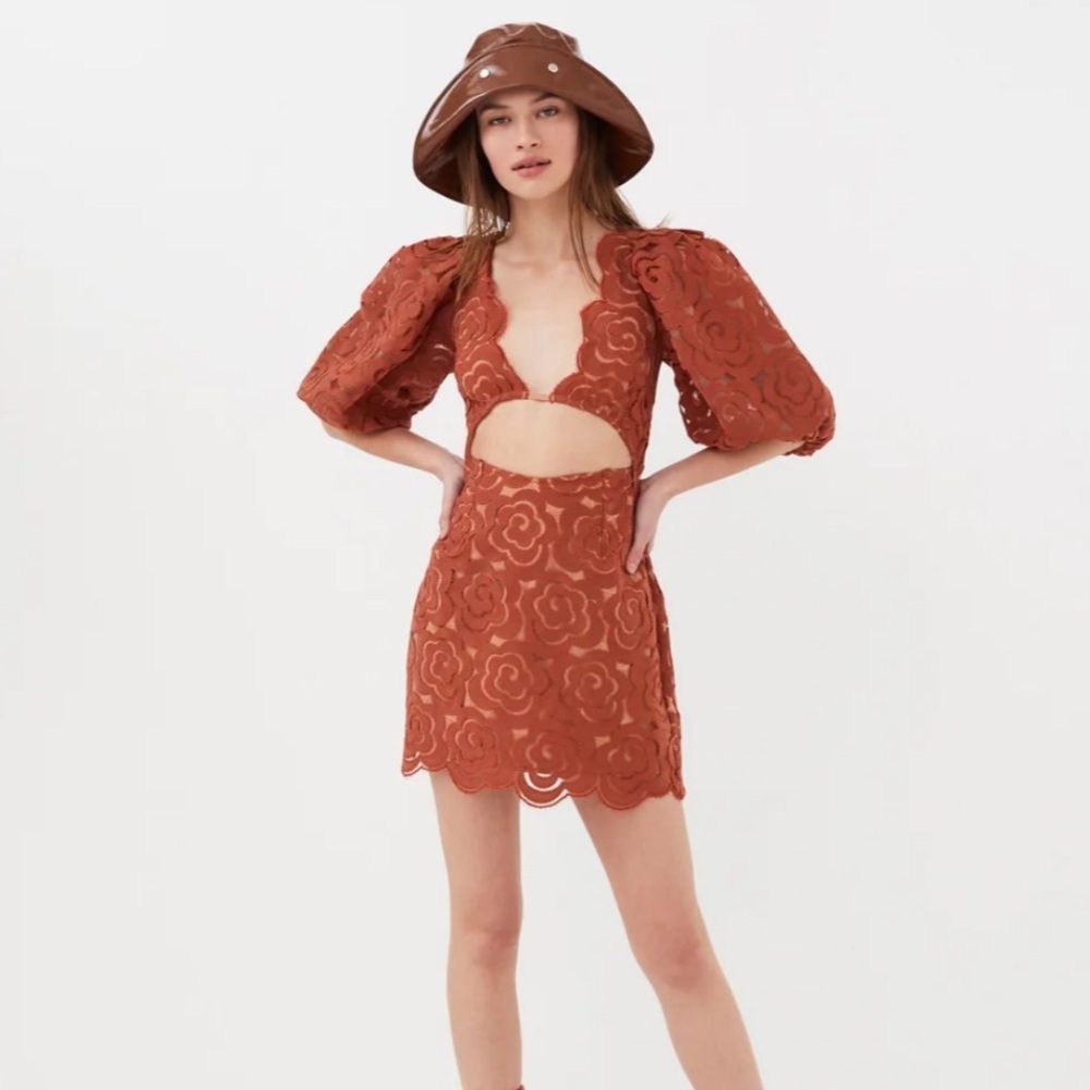 NWT For Love and Lemons Letitia Mini Dress in Red Size Small